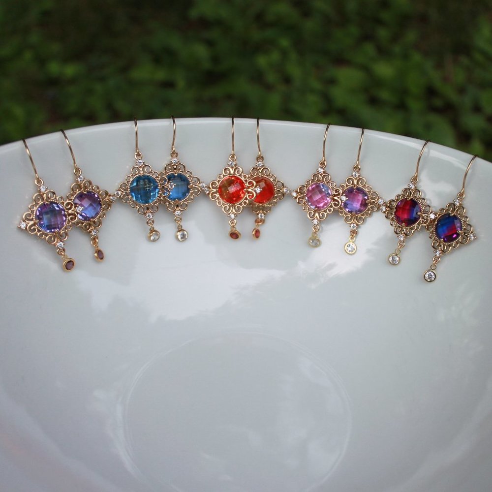 Fashion Earrings CzechGlass Crystal Cubic Zirconia